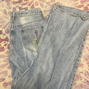 Blue straight legged jeans